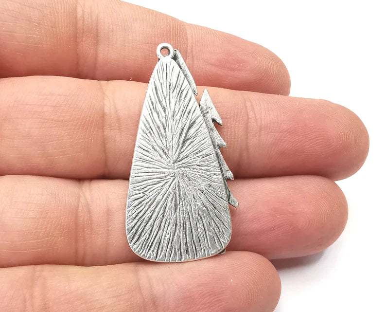 Trees Charms Antique Silver Plated Brushed Charms (40x19mm) G28543