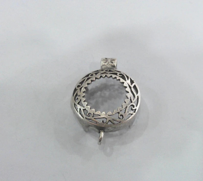 Silver Plated Brass Bezel Connector , Findings G26129