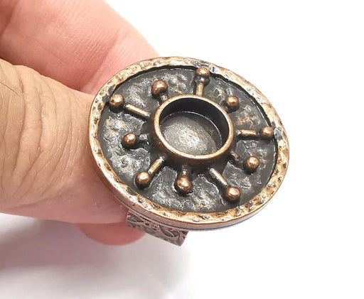 Antique Copper Ring Blank Setting, Cabochon Mounting, Adjustable Resin Ring Base Bezels, Mosaic Ring Setting, Inlay Ring Bezel (10mm) G28680