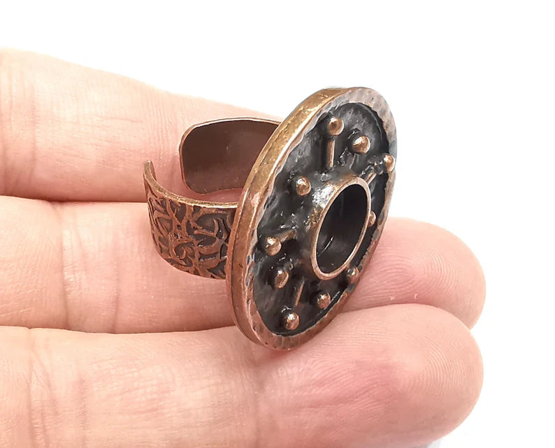 Antique Copper Ring Blank Setting, Cabochon Mounting, Adjustable Resin Ring Base Bezels, Mosaic Ring Setting, Inlay Ring Bezel (10mm) G28680