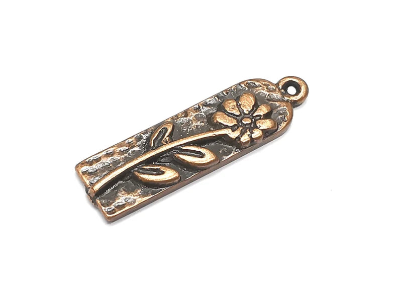 Flower Charms, Daisy Charms, Antique Copper Plated (32x8mm) G28681