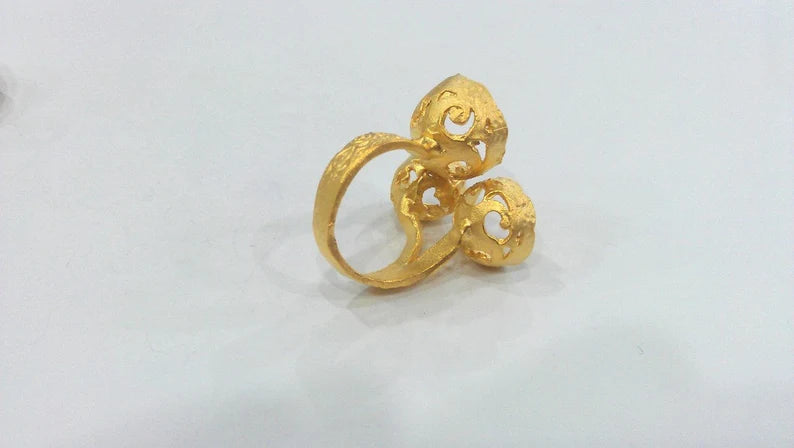 Gold Ring Settings Blanks inlay Ring Mosaic Ring Resin Ring Bezel Base Cabochon Mountings Adjustable (10-12-14 mm ) Gold Plated Brass G26188