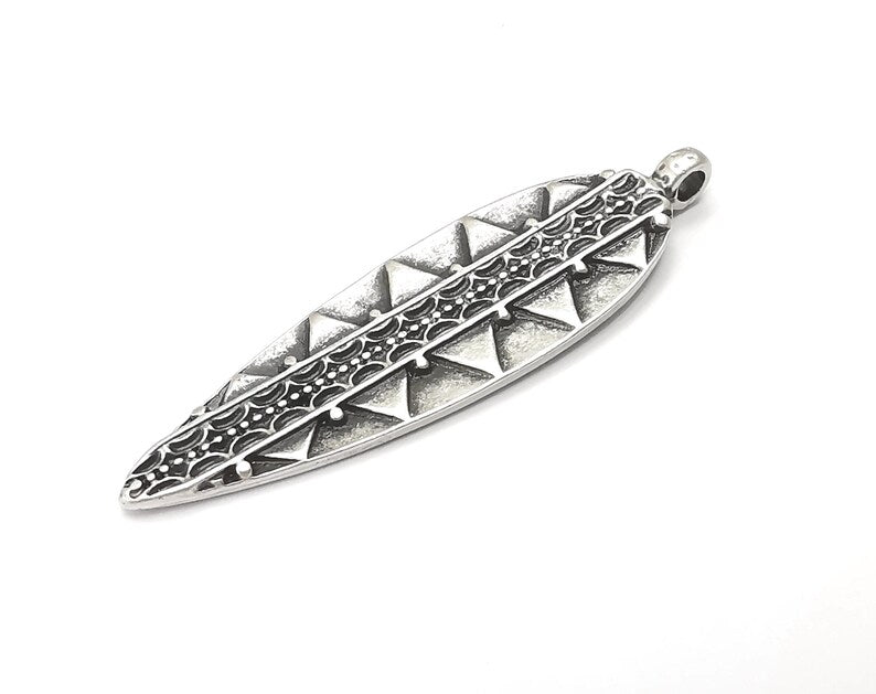 Ethnic Charms Antique Silver Plated Leaf Charms (55x16mm) G28548