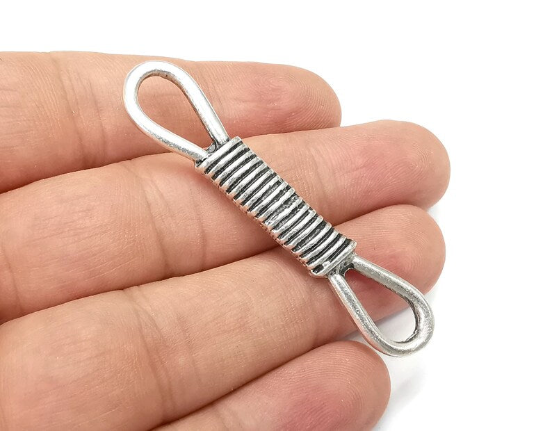 Knot Connector Charms Antique Silver Plated Charms (61x12mm) G28684