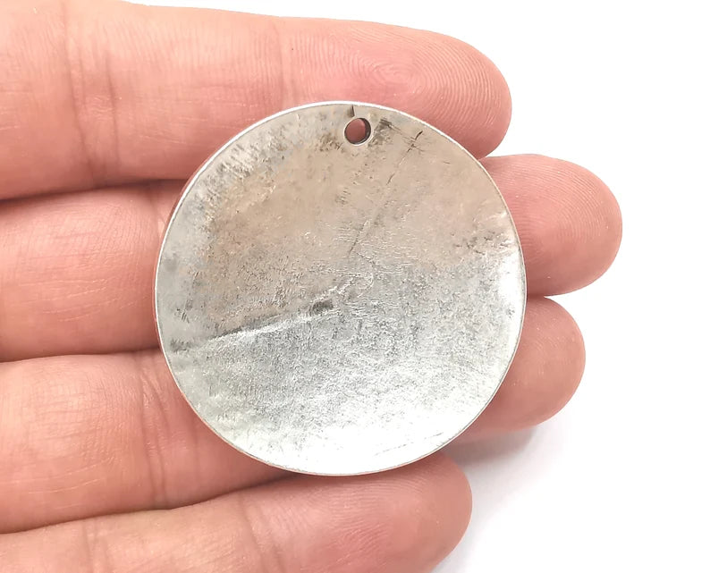 Ethnic Charms Pendant Antique Silver Plated Dome Charms (42mm) G28552