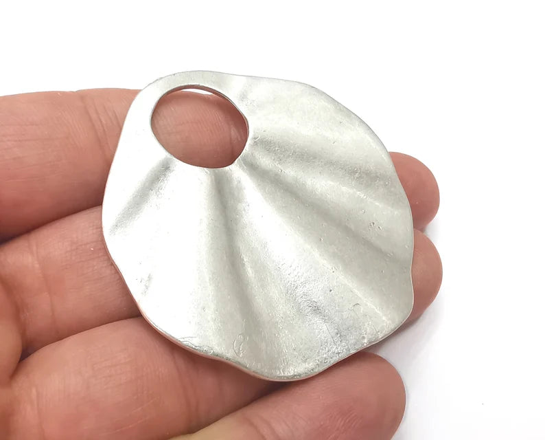 Wavy Brushed Charms Pendant Antique Silver Plated (57x55mm) G28553