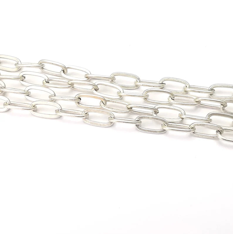 Antique Silver Large Cable Chain (12x6 mm) Antique Silver Plated Cable Chain (1 Meter - 3.3 feet ) G28613