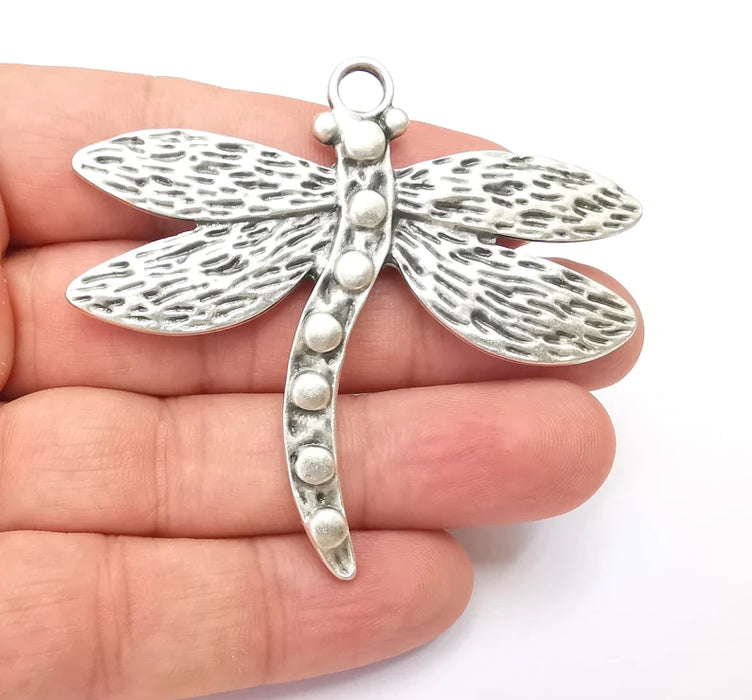 Dragonfly Charms Pendant Antique Silver Plated (70x62mm) G28628