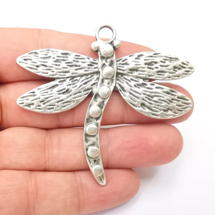 Dragonfly Charms Pendant Antique Silver Plated (70x62mm) G28628