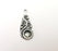 Drop with Buds Pendant Bezel, Resin Blank, inlay Mounting, Mosaic Frame Cabochon Base Dry Flower Setting, Antique Silver Plated (8mm) G28630