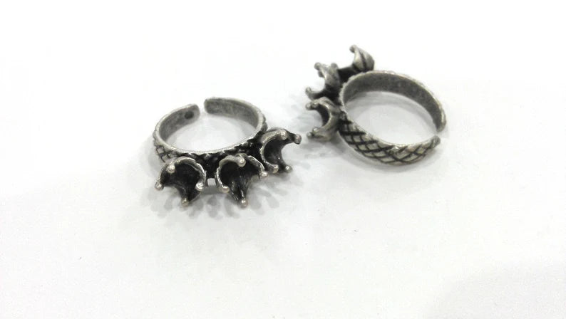 Silver Adjustable Ring Blank (6mm Blank) Antique Silver Plated Brass G27503