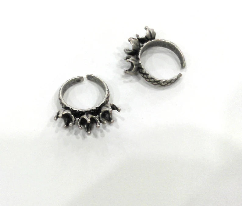 Silver Adjustable Ring Blank (6mm Blank) Antique Silver Plated Brass G27503
