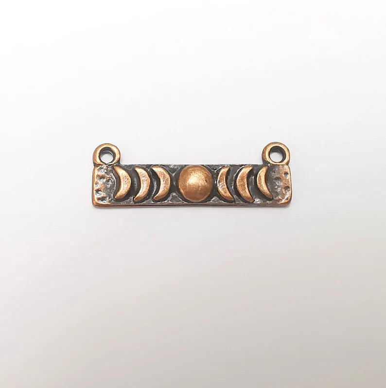 Moon Crescent Charms, The Phases of The Moon, Antique Copper Plated Round Charms (30x6mm) G28651