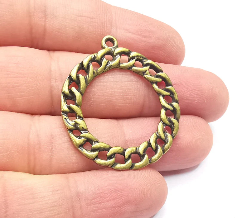 Round Twisted Circle, Chain look Circle, Antique Bronze Plated Circle Findings (25mm) G28652