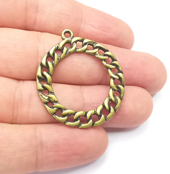 Round Twisted Circle, Chain look Circle, Antique Bronze Plated Circle Findings (25mm) G28652