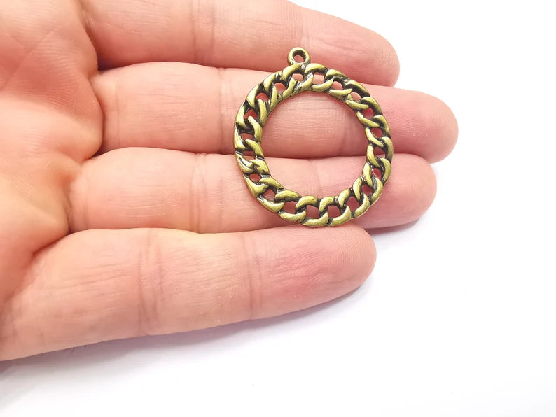 Round Twisted Circle, Chain look Circle, Antique Bronze Plated Circle Findings (25mm) G28652