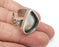 Drop Ring, Ring Blank Setting, Cabochon Mounting, Adjustable Resin Base Bezels, Antique Silver Plated (25x18mm) G28660