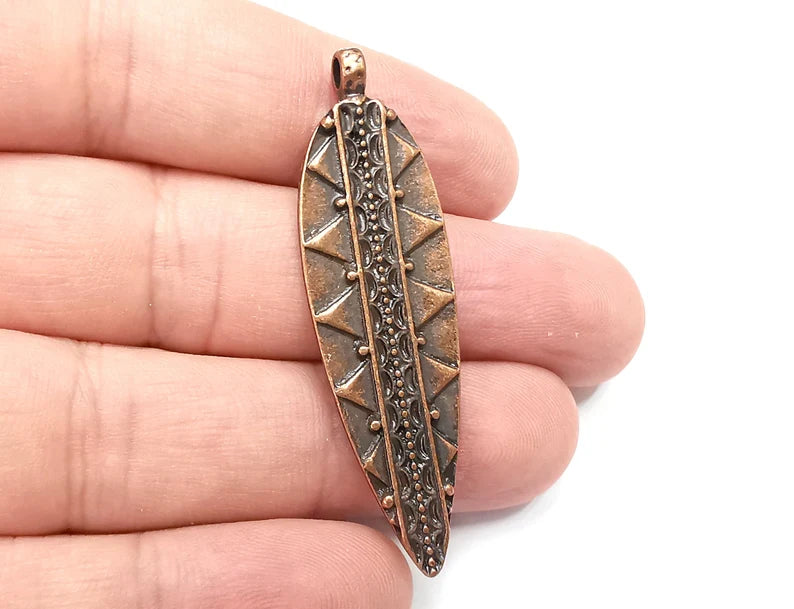 Ethnic Charms Antique Copper Plated Leaf Charms (55x16mm) G28677