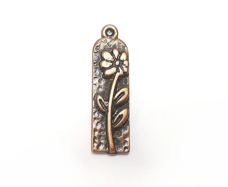 Flower Charms, Daisy Charms, Antique Copper Plated (32x8mm) G28681