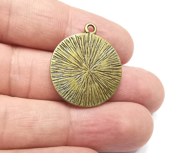 Crescent Moon Charms The Phases of The Moon, Round Hammered Antique Bronze Plated (29x25mm) G28682