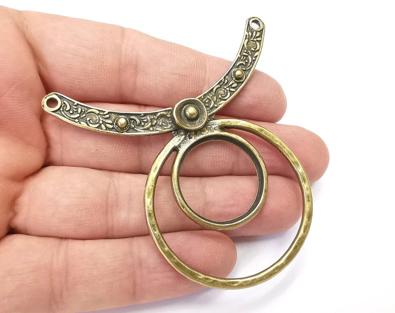 Ethnic Connector Pendant, Antique Bronze Plated (68mm) G28800
