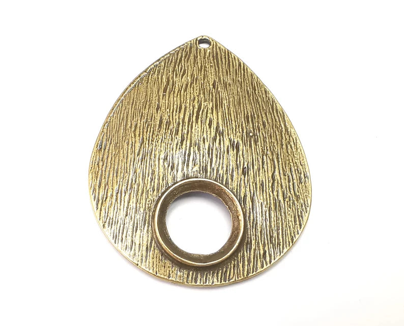 Drop Round Bezel, Resin Blank, inlay Mounting, Mosaic Frame Cabochon Base, Antique Bronze Plated (18mm) G28801
