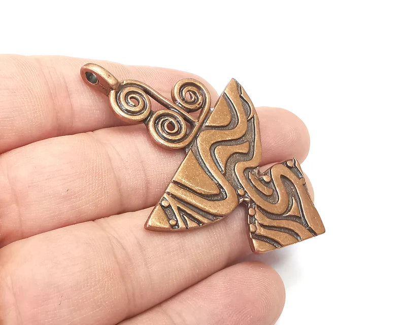 Unique Swirl Charms, Antique Copper Plated (63x46mm) G28802