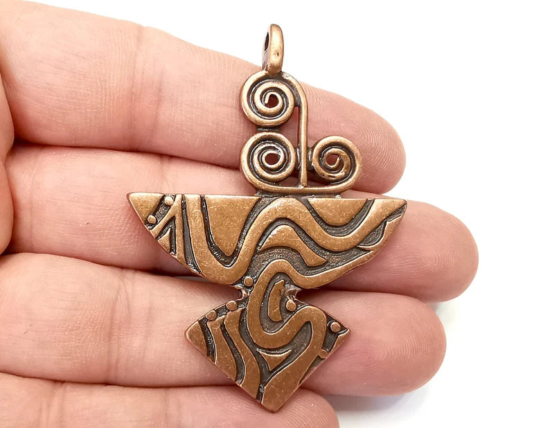 Unique Swirl Charms, Antique Copper Plated (63x46mm) G28802