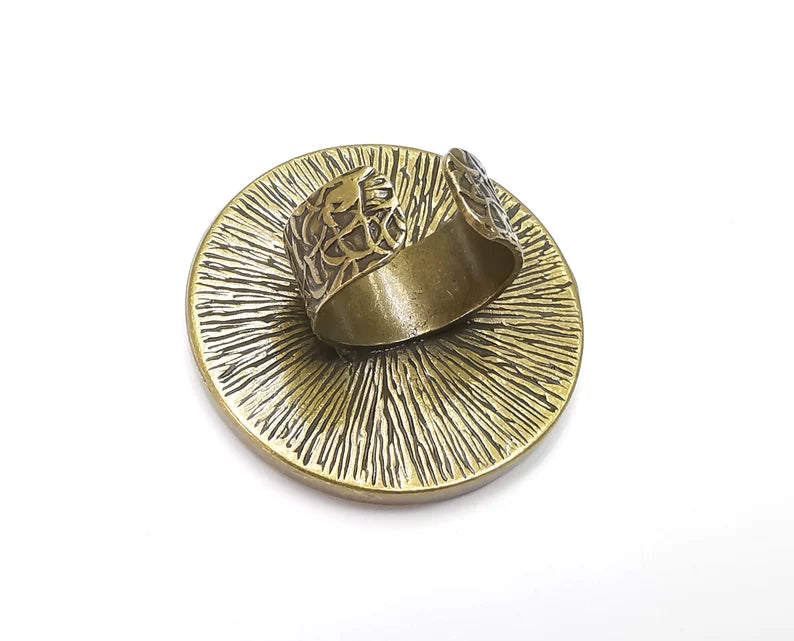 Round Antique Bronze Ring Blank Setting, Cabochon Mounting, Adjustable Resin Ring Base Bezels, Inlay Ring Mosaic Ring Bezel (40mm) G28806