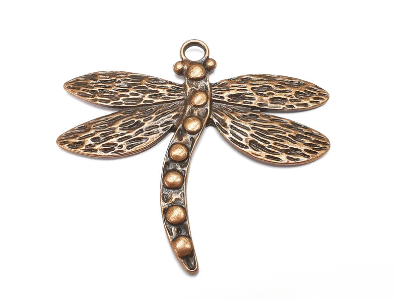 Dragonfly Charms Pendant, Antique Copper Plated (70x62mm) G28808