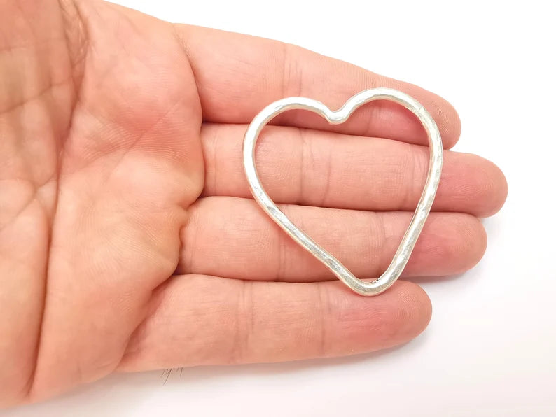 Heart Pendant Antique Silver Plated Pendant (49mm) G28823