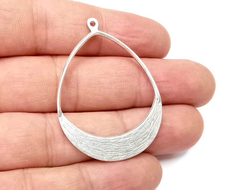 Drop Charms, Antique Silver Plated Charms (48x34mm) G28867