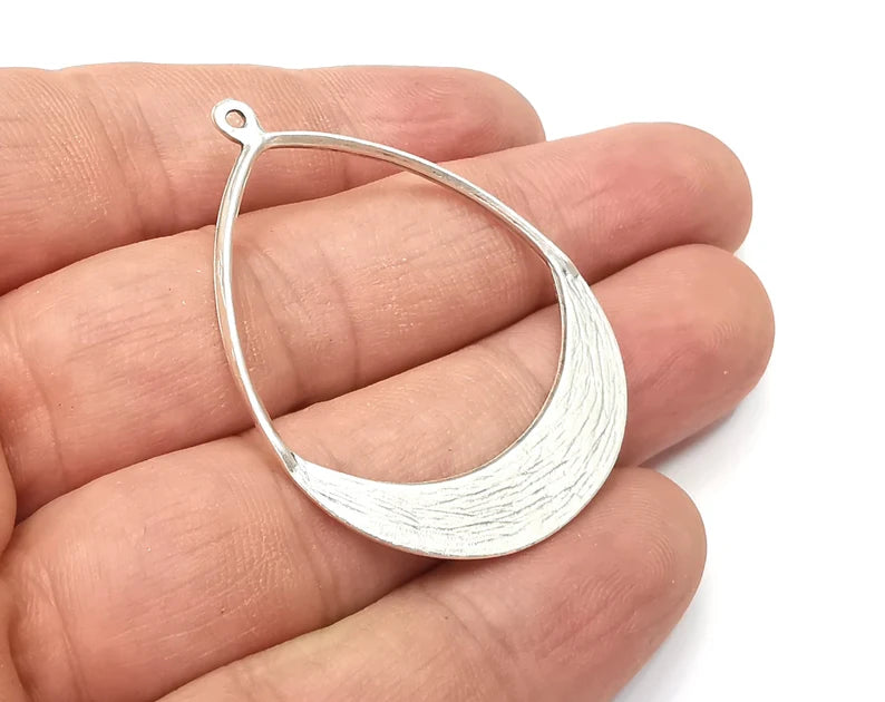 Drop Charms, Antique Silver Plated Charms (48x34mm) G28867