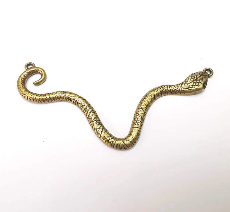 Snake Connector Charms, Antique Bronze Plated (98mm) G28869