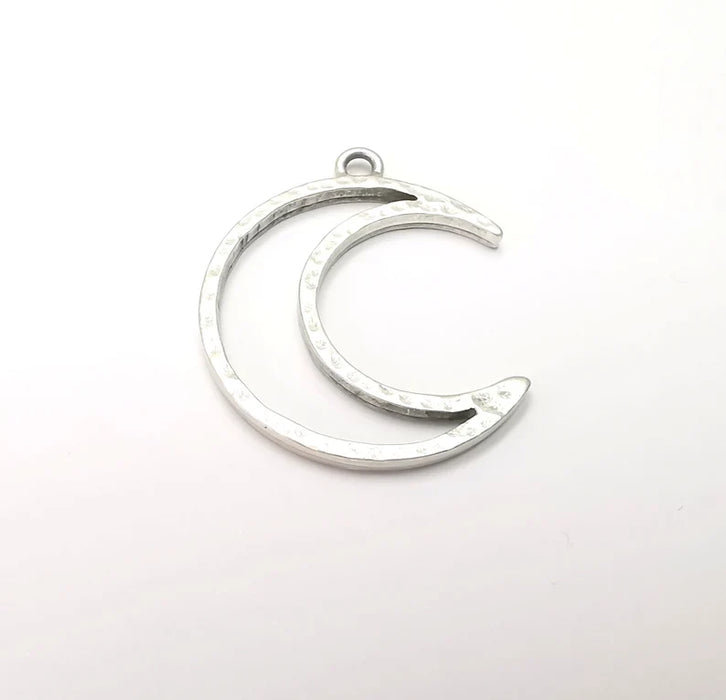 5 Moon Charms Antique Silver Plated Crescent Charms (35x29mm) G28873