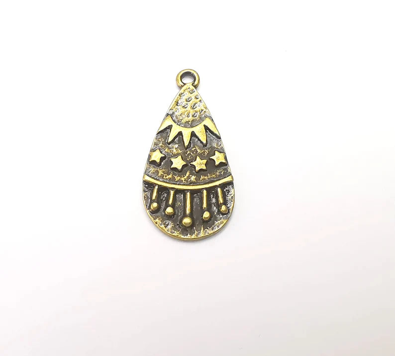 Drop Stars Charms, Sun Charm, Antique Bronze Plated Falling Star Charms (33x16mm) G28874