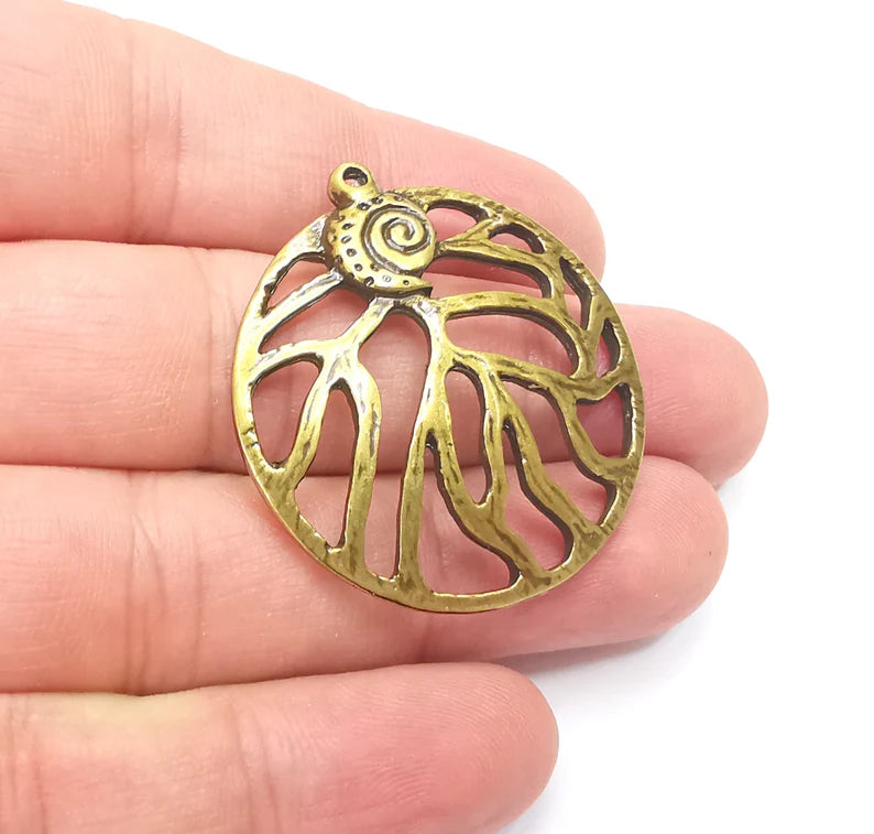 Antique Bronze Unique Charms, Antique Bronze Plated DIY Charms (40x36mm) G28880