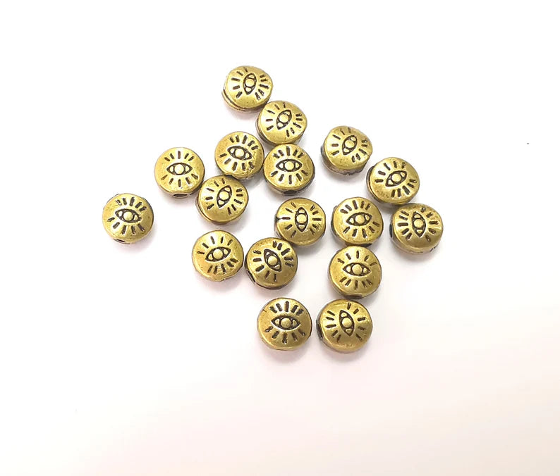 10 Eye Beads Antique Bronze Plated Metal Beads (5mm) G28884