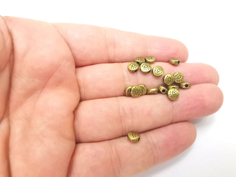 10 Eye Beads Antique Bronze Plated Metal Beads (5mm) G28884