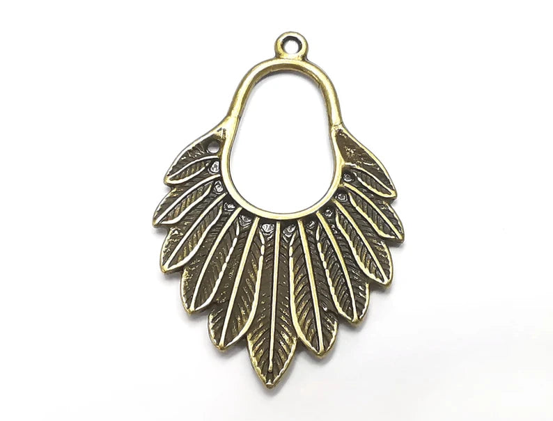 Feather Charms, Antique Bronze Plated Charms (46x30mm) G28887