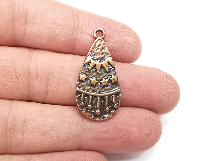 Drop Stars Charms, Sun Charm, Antique Copper Plated Falling Star Charms (33x16mm) G28893