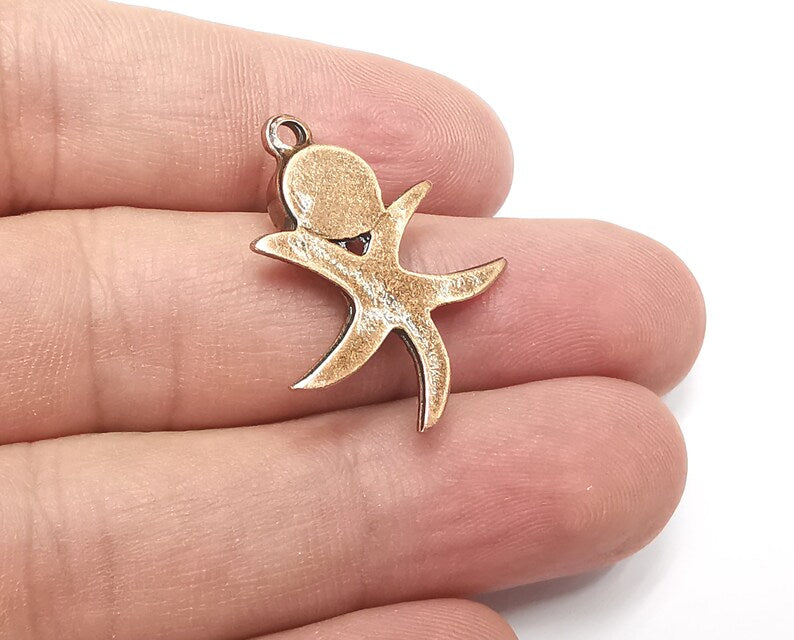 2 Starfish Pendant Bezel, Resin Blank, inlay Mounting, Mosaic Frame Cabochon Base Dry Flower Setting, Antique Copper Plated 6mm bezel G28895