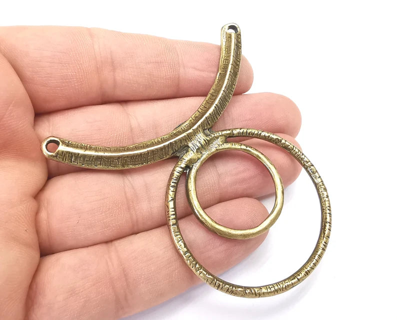 Ethnic Connector Pendant, Antique Bronze Plated (68mm) G28800
