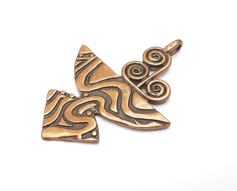 Unique Swirl Charms, Antique Copper Plated (63x46mm) G28802