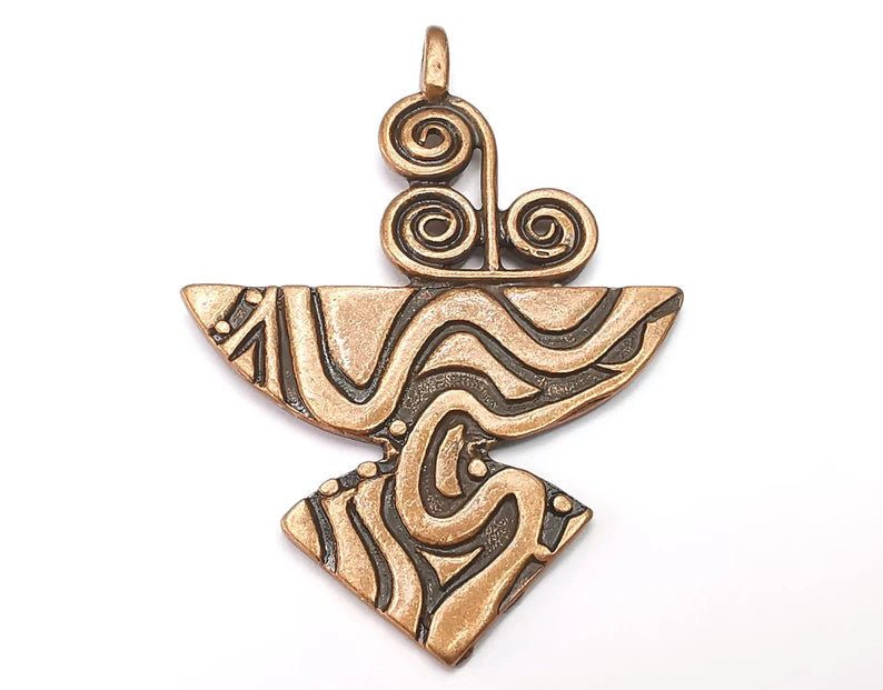 Unique Swirl Charms, Antique Copper Plated (63x46mm) G28802