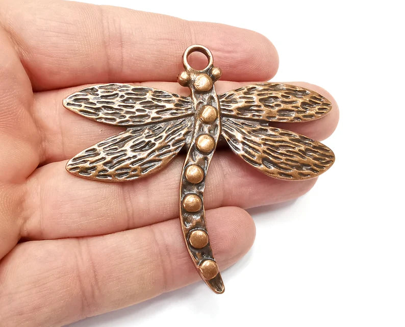 Dragonfly Charms Pendant, Antique Copper Plated (70x62mm) G28808