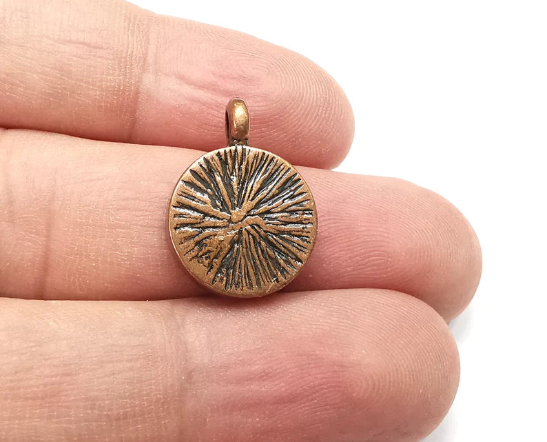 Flower Round Pendant Blanks, Resin Bezel Bases, Mosaic Mountings, Dry flower Frame, Polymer Clay base, Antique Copper Plated (10mm) G28814