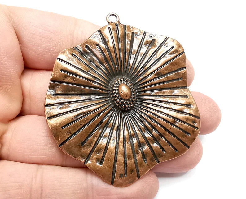 Flower Pendant Charms Antique Copper Plated Charms (66x58mm) G28854