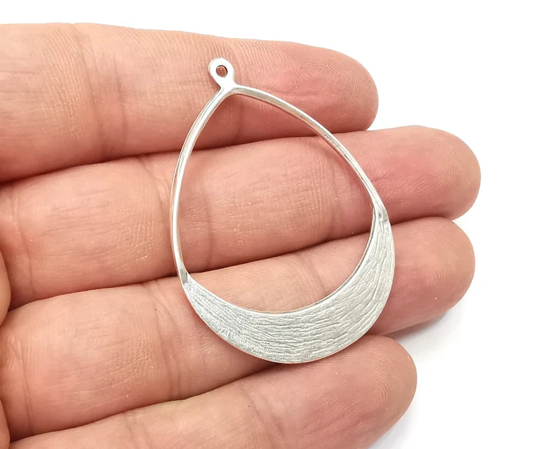 Drop Charms, Antique Silver Plated Charms (48x34mm) G28867