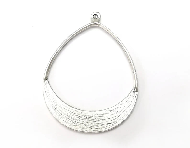 Drop Charms, Antique Silver Plated Charms (48x34mm) G28867